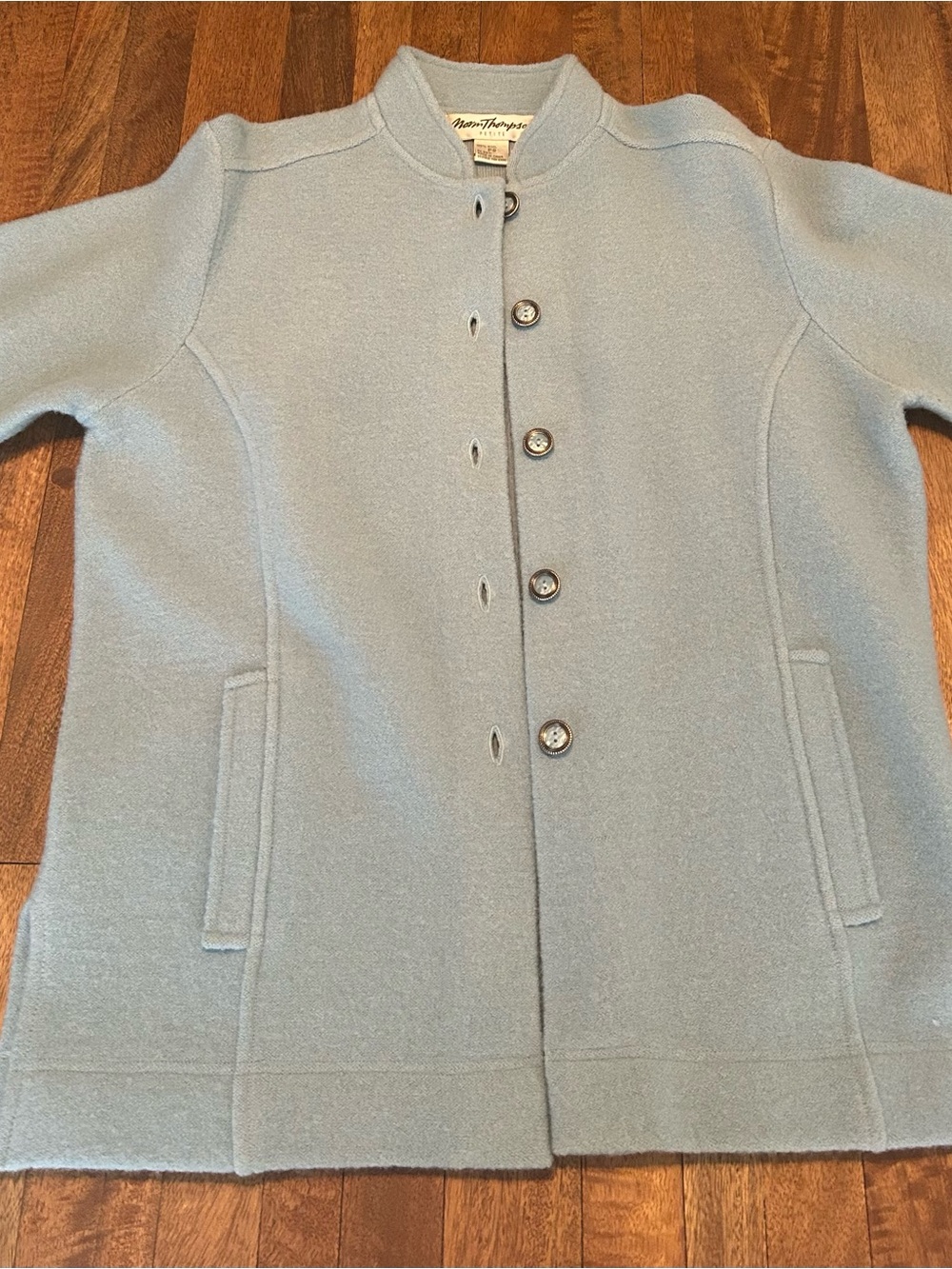 Norm Thompson Baby Blue Wool Coat - Picture 10 of 15